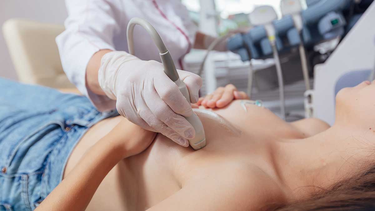 woman getting breast ultrasound as safer option to mammograms
