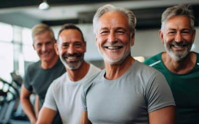 group of diverse age men in a indoor gym